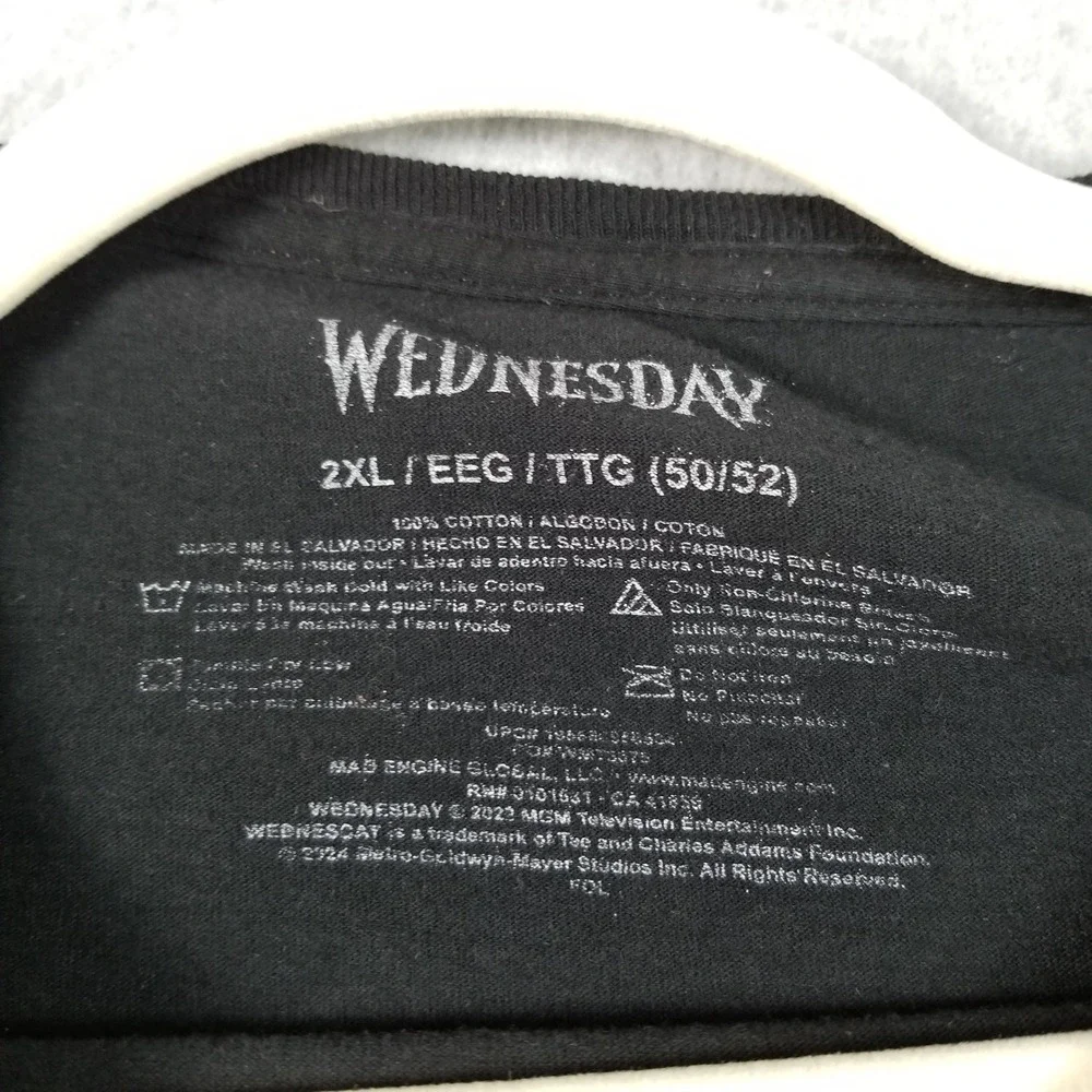 Wednesday Addams T-Shirt Men's 2XL XXL Black Solitude Suits Me Graphic Tee‎ Goth